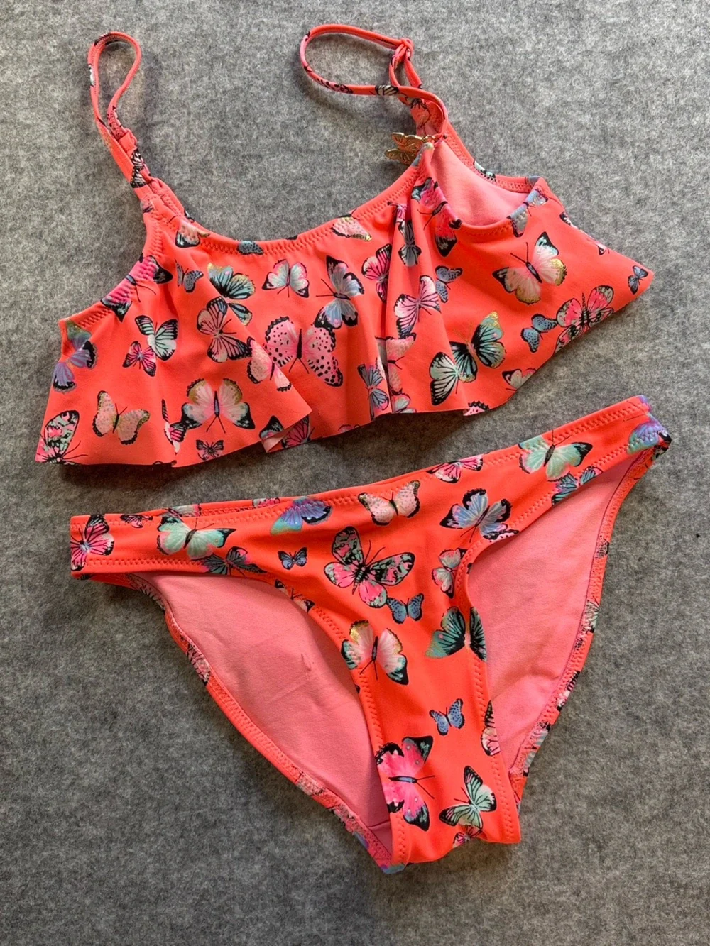 H&M Pink Coral Butterfly Two-Piece Swim Set